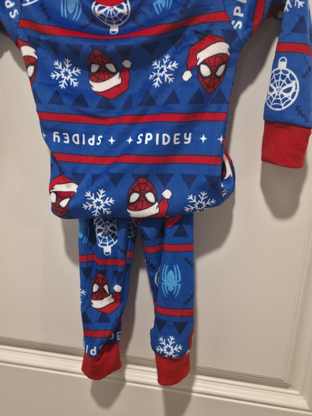 Spiderman Blue and Red Snowflake Fleece Pajama Set - 2T